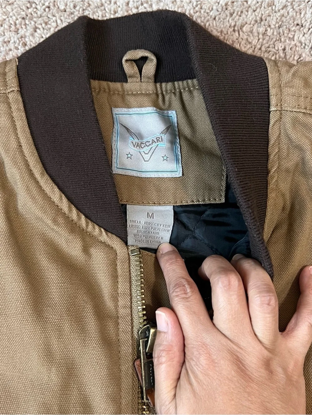 Vaccari Quilted Lined Brown Work Vest Medium